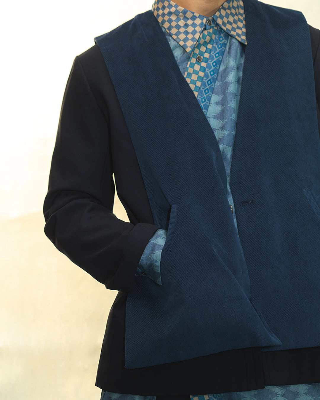 Double layer blazer in blue