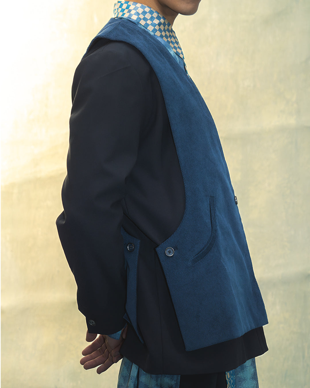 Double layer blazer in blue