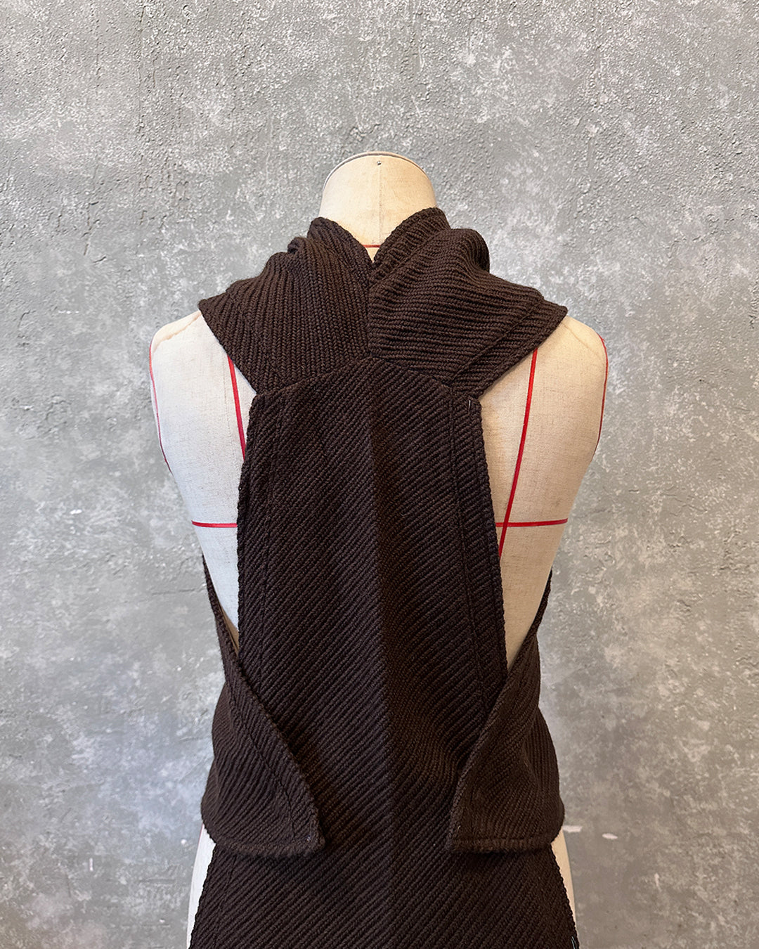 Y wrap scarf in brown