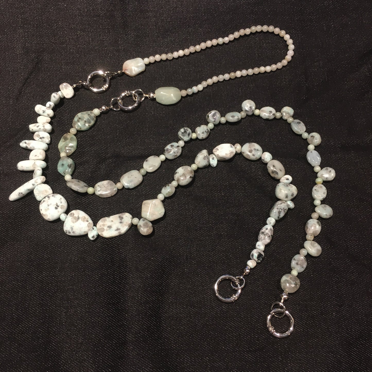 Green lake stones 2 ways phone strap / long necklace / belt / chain