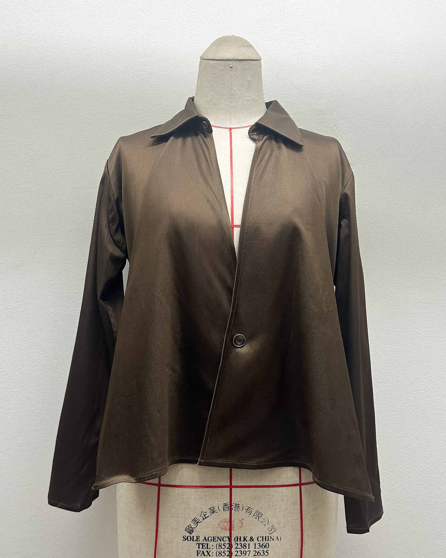 Cross button up shirt in brown satin