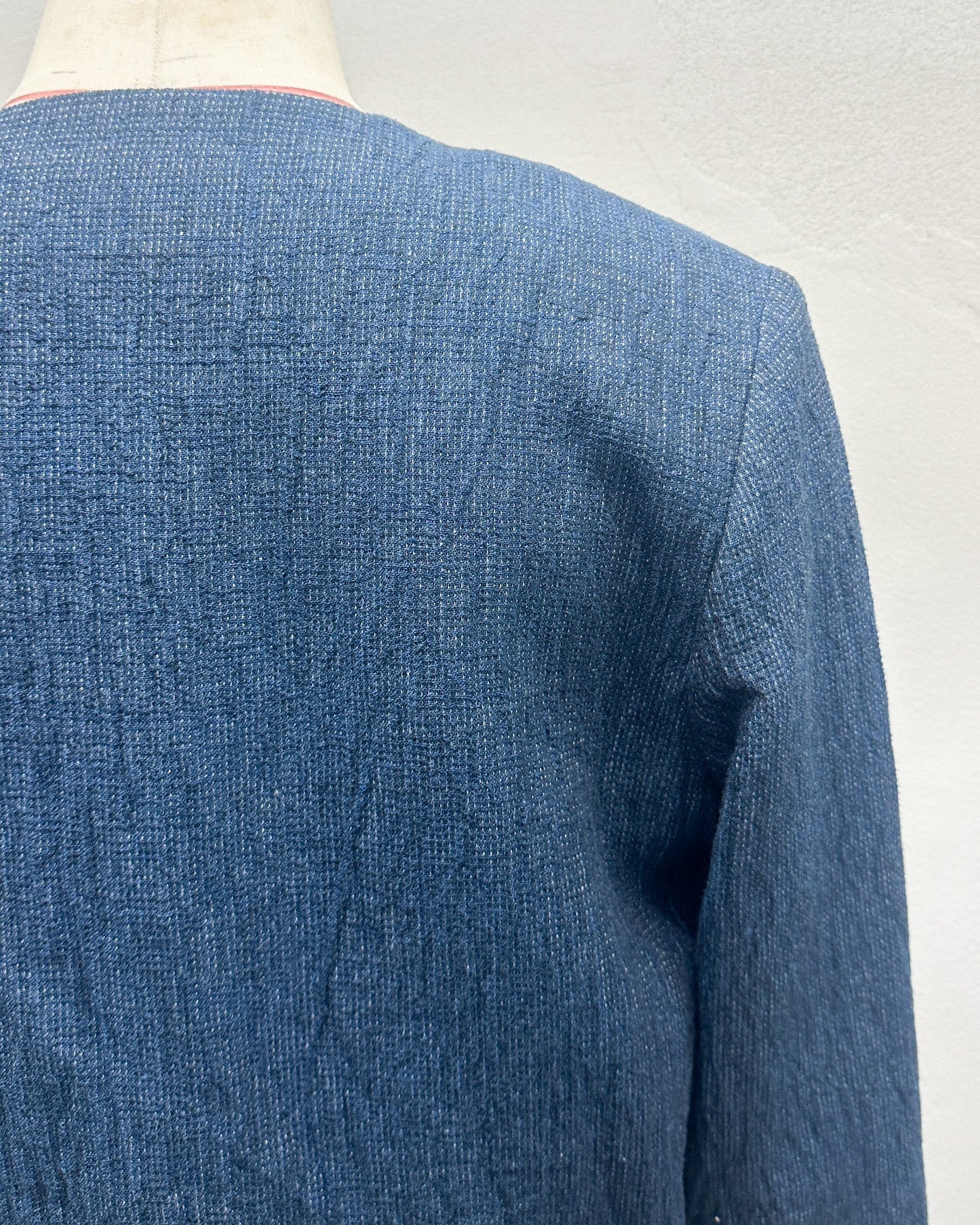 Unisex tribe blazer in navy cotton linen