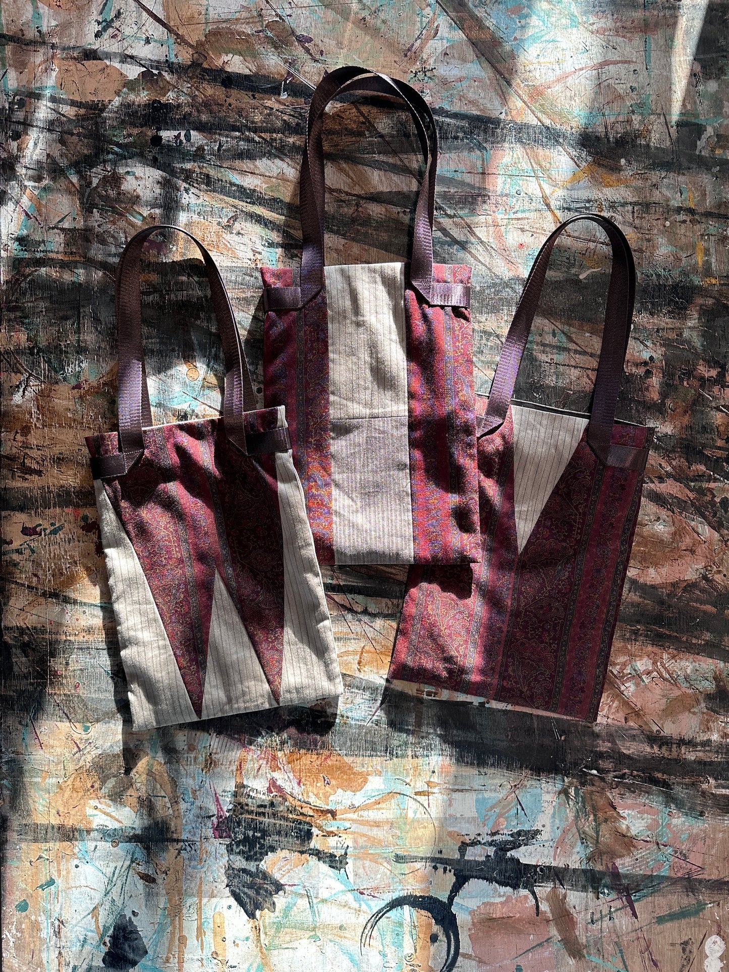 Y A4 ipad/document tote crossover with UZfabric vintage kimono fabric