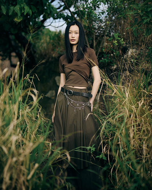 Flip flap tee in brown rib