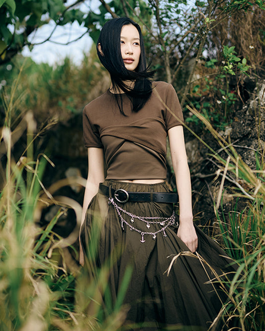 Flip flap tee in brown rib