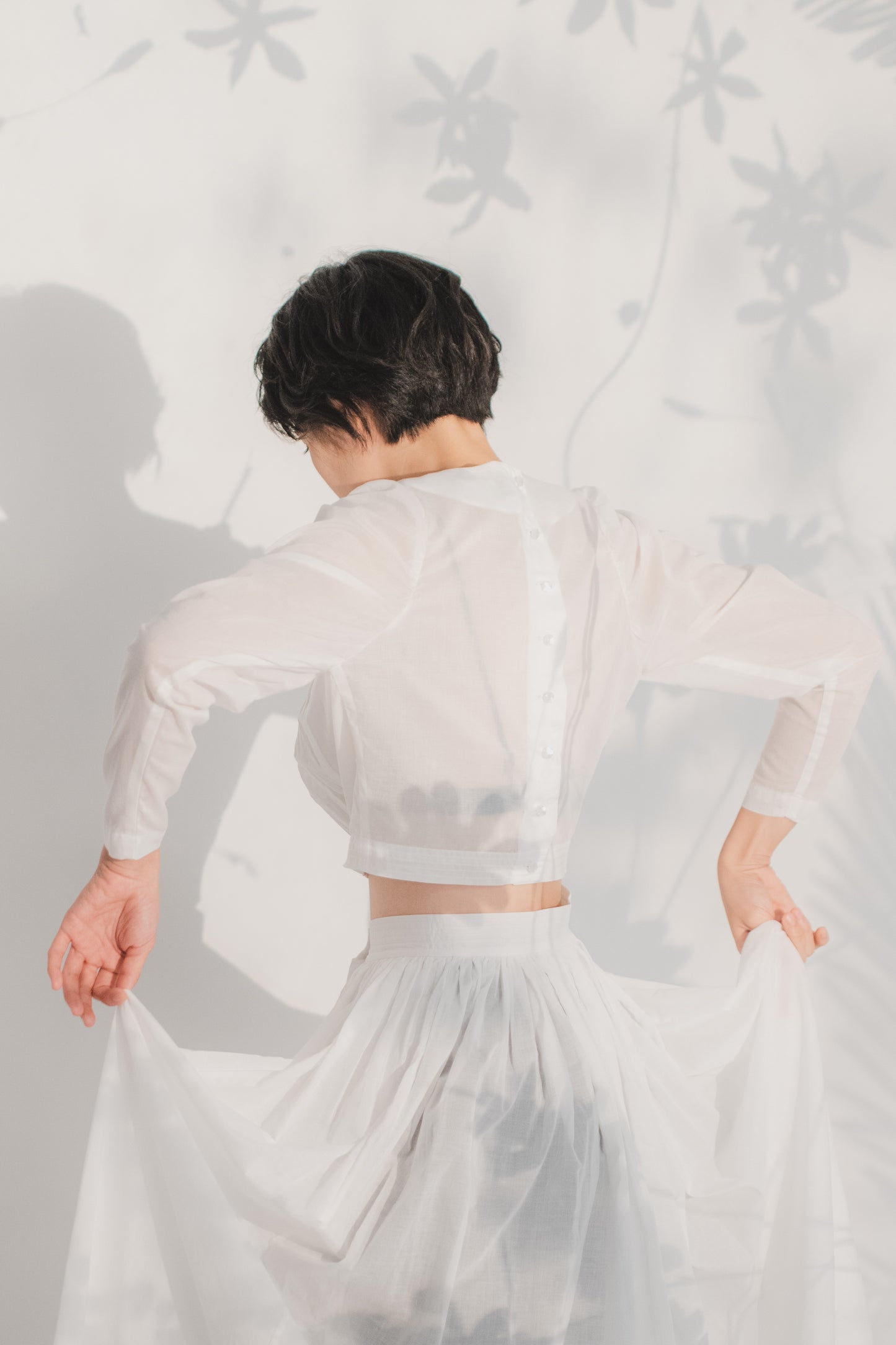 Puff sleeve hand pleated top