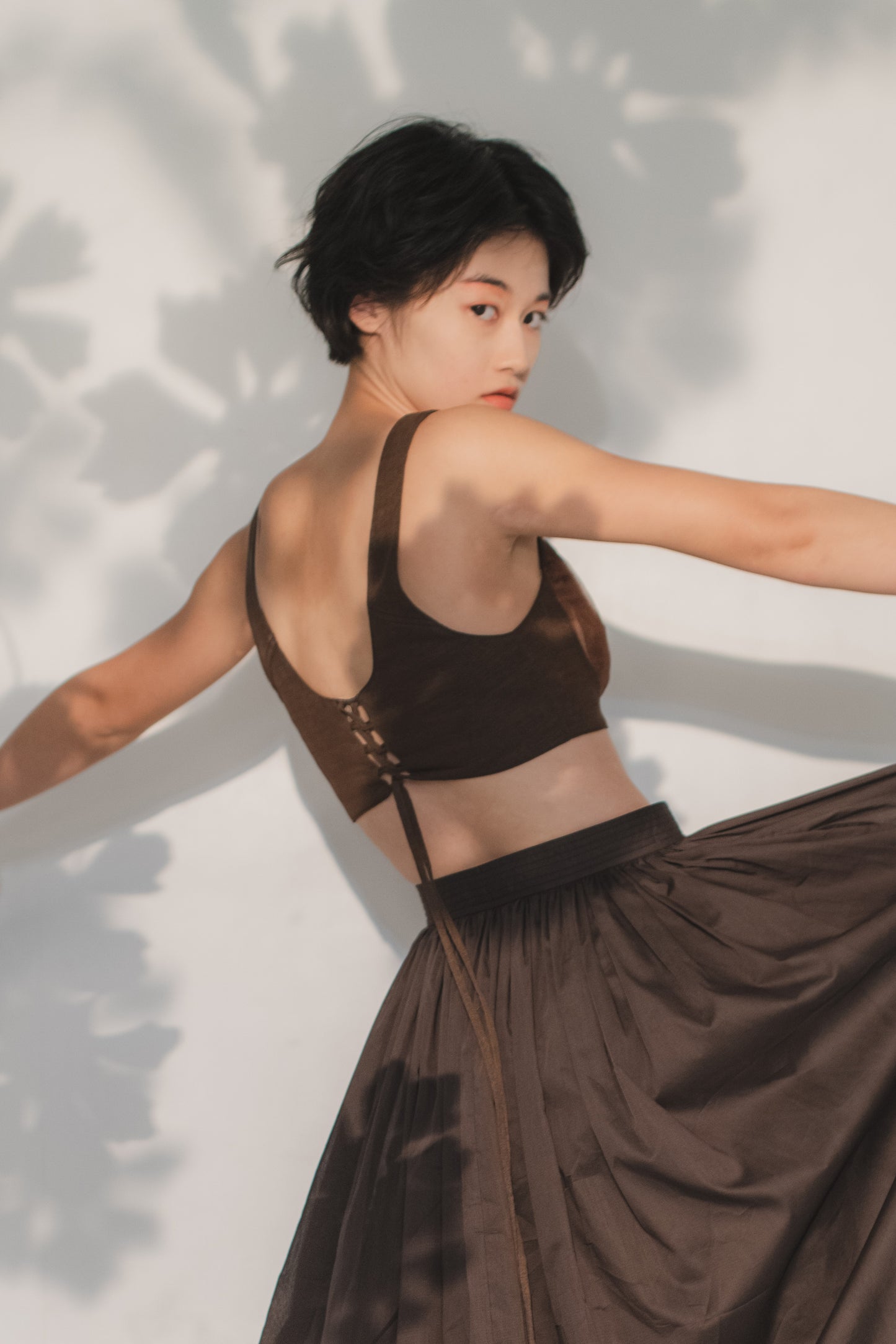 Hand pleated soft corset