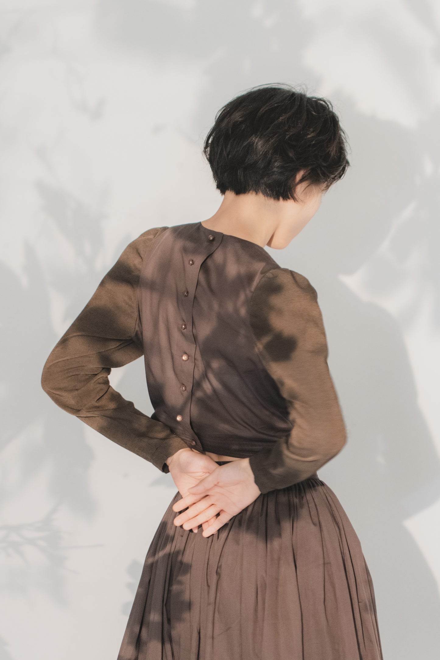 Puff sleeve hand pleated top