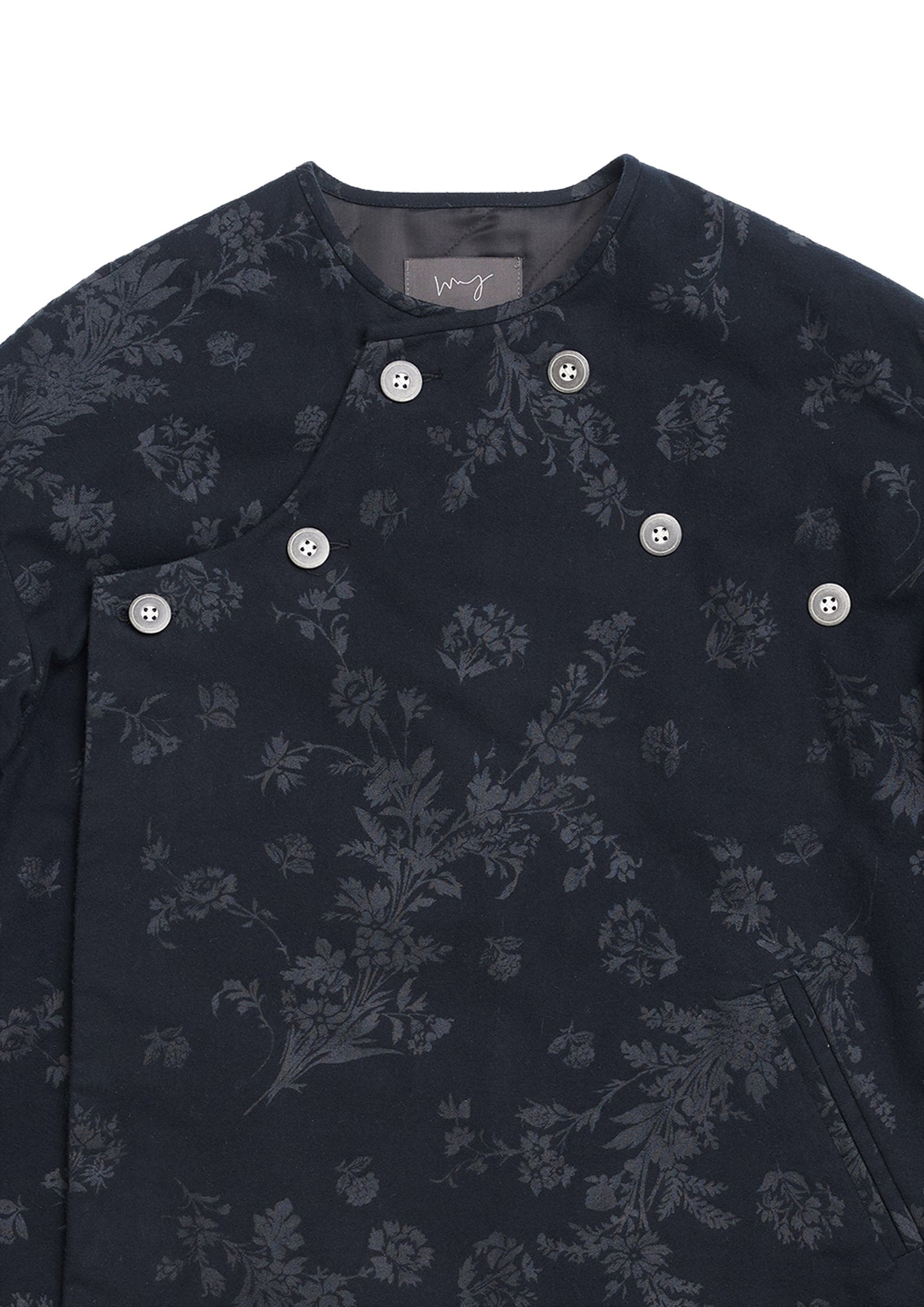 Patient quilted coat in black floral cotton (LAST ONE)