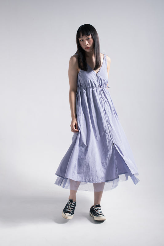 Sleeveless V-neck layering rain dress in light purple