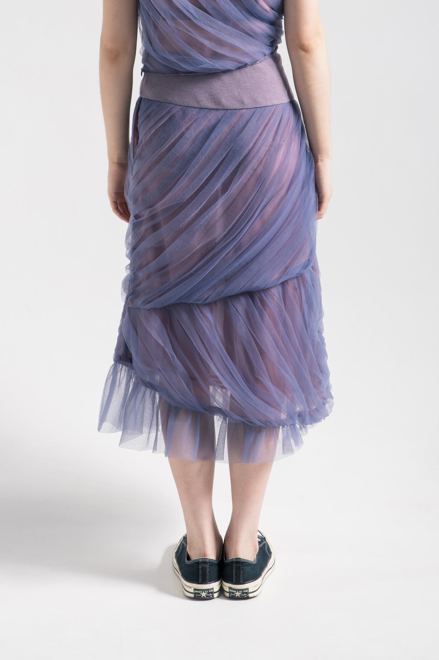 Mermaid tulle pleated skirt in turtle green mesh