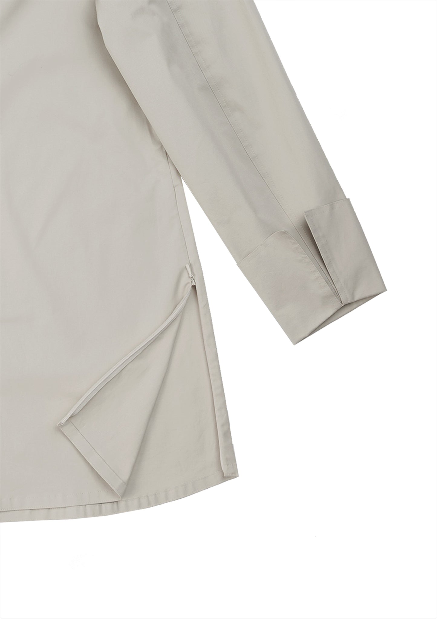 Embroidery logo sailor long top in ivory Japanese cotton