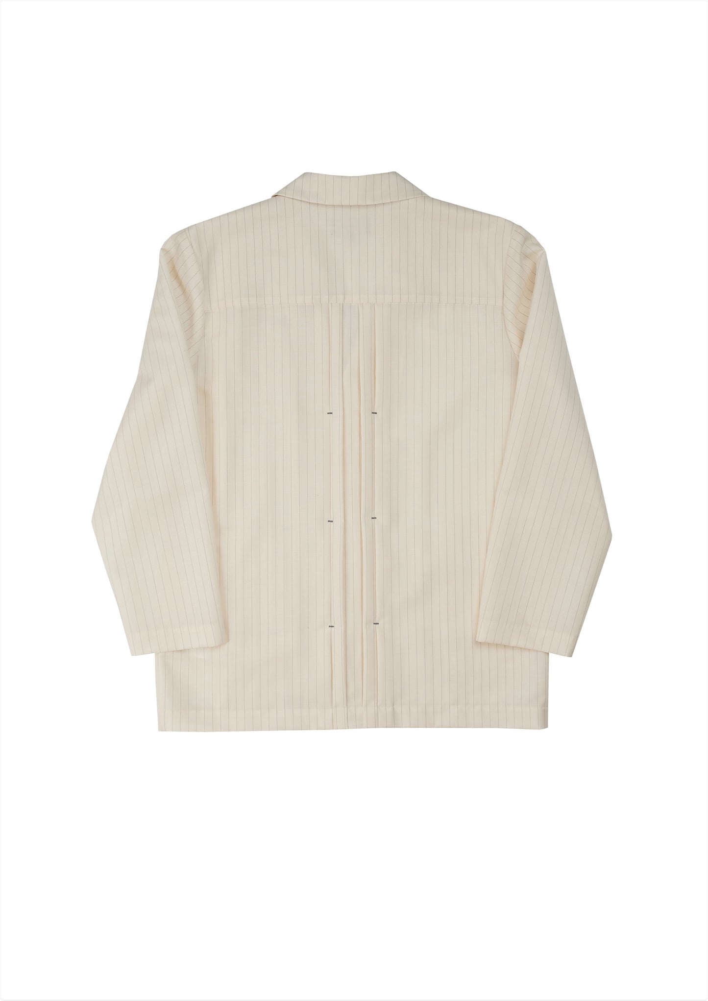 Patient pleated jacket in cream striped woolen suiting