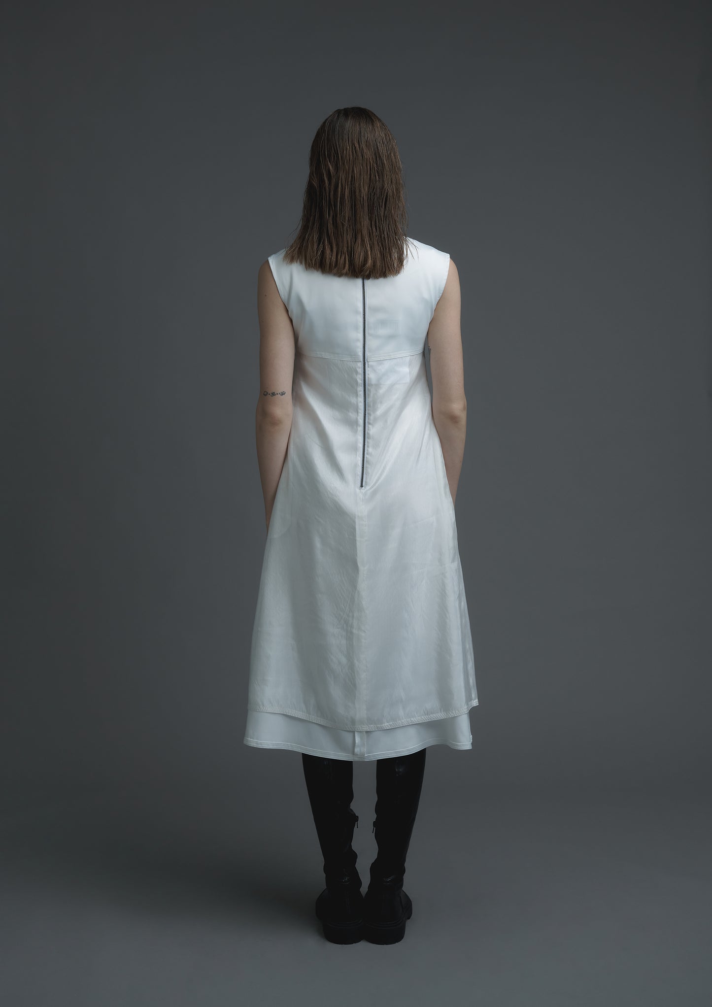 Y two way reversible dress in white satin