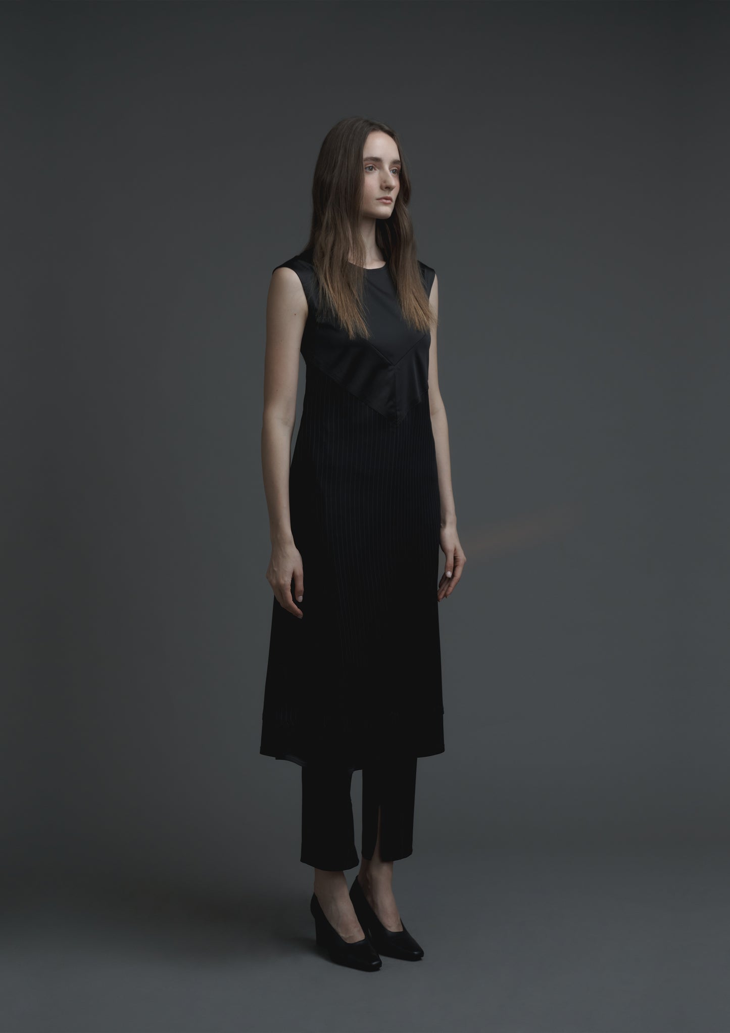 Y two way reversible dress in black satin