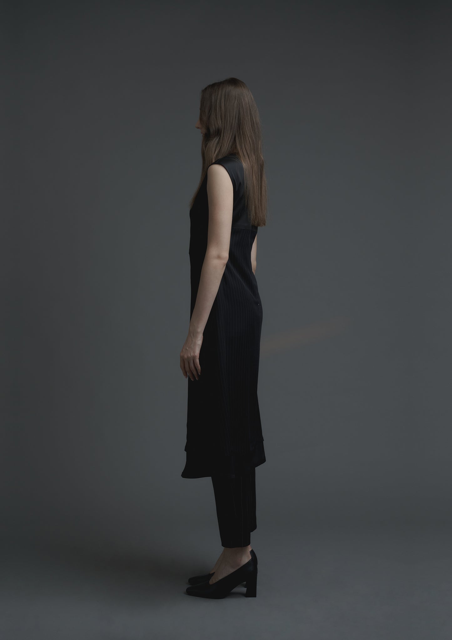 Y two way reversible dress in black satin