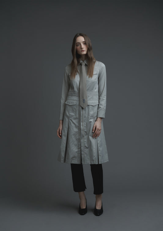 Uniform shirt dress in light grey shirting