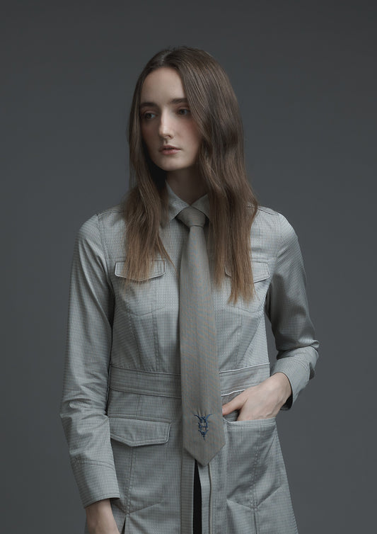 Uniform shirt dress in light grey shirting