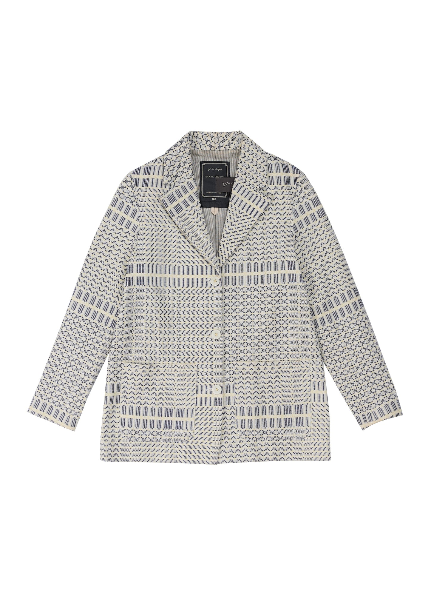 Jacquard remade blazer in white coverlet