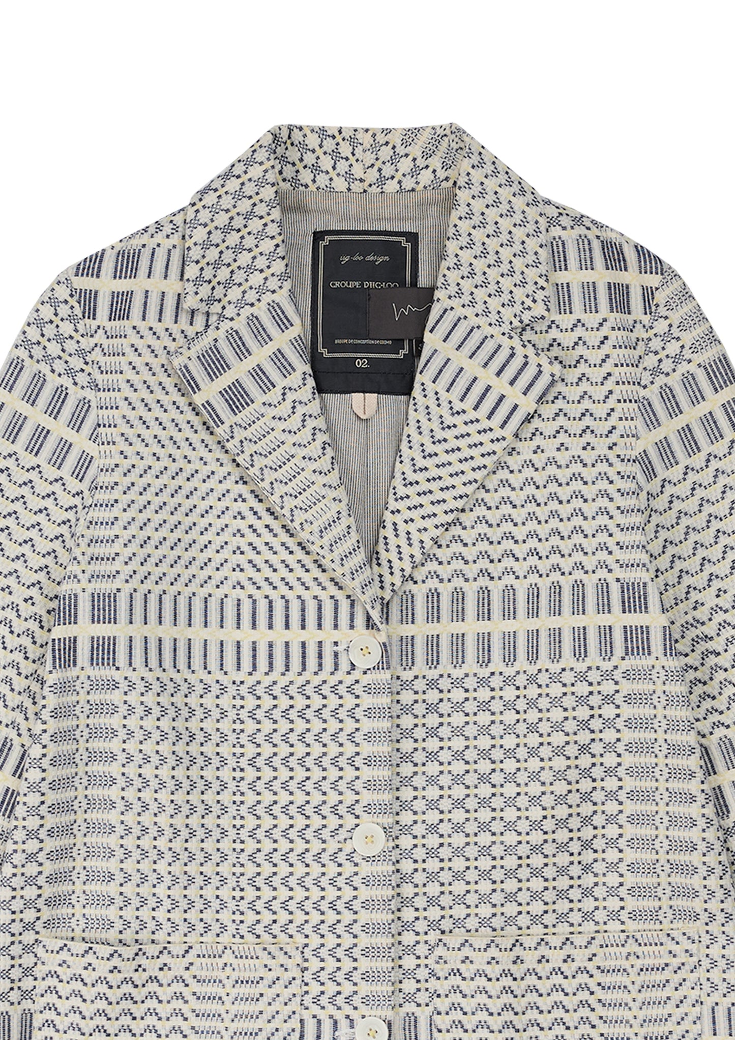 Jacquard remade blazer in white coverlet