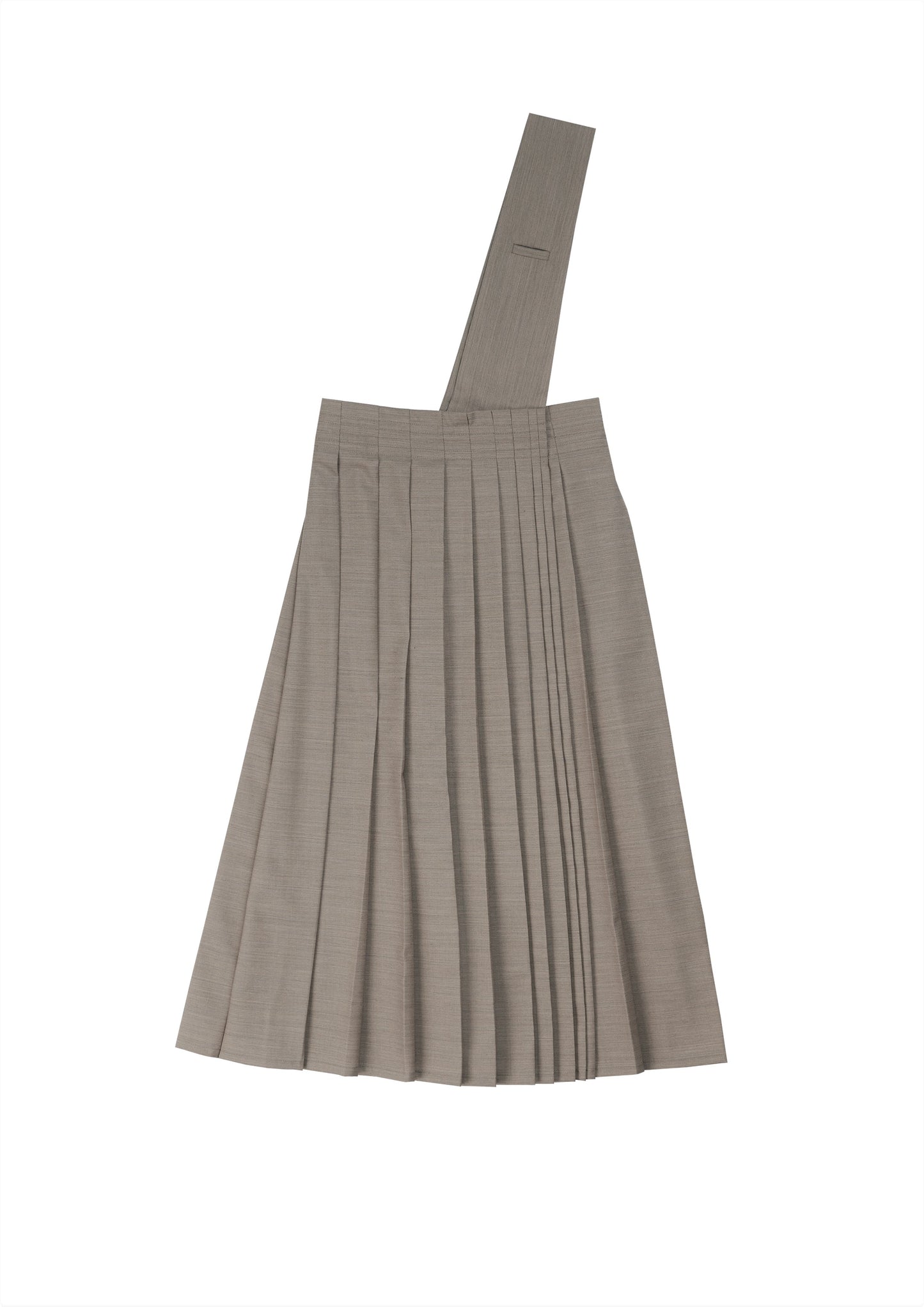 Uniform pleated skirt in beige striped suiting