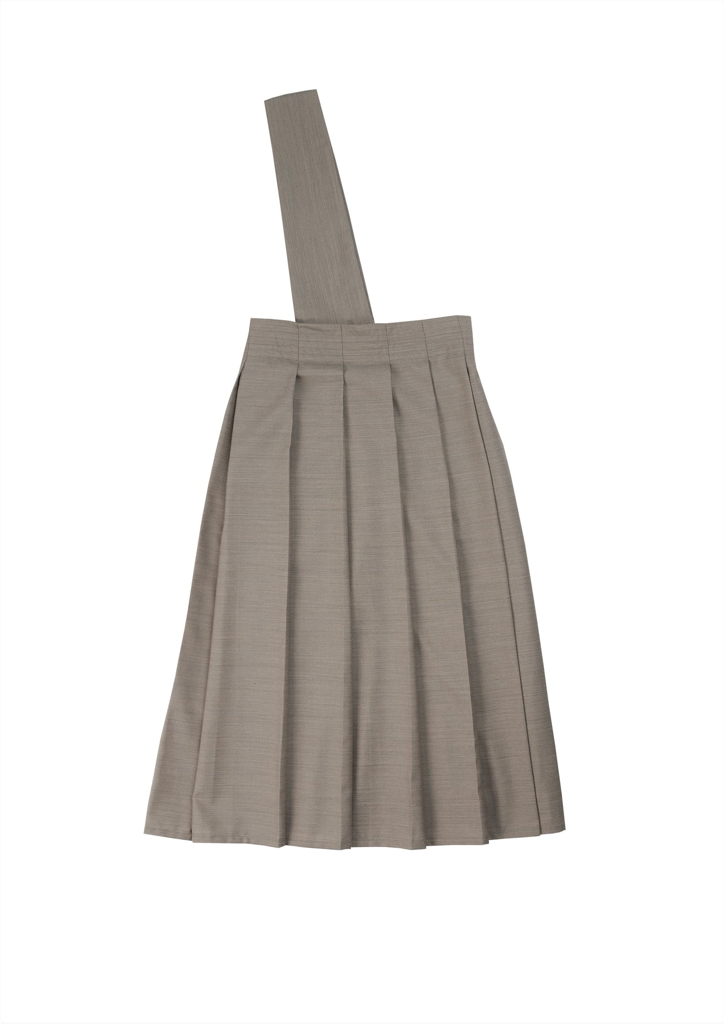Uniform pleated skirt in beige striped suiting