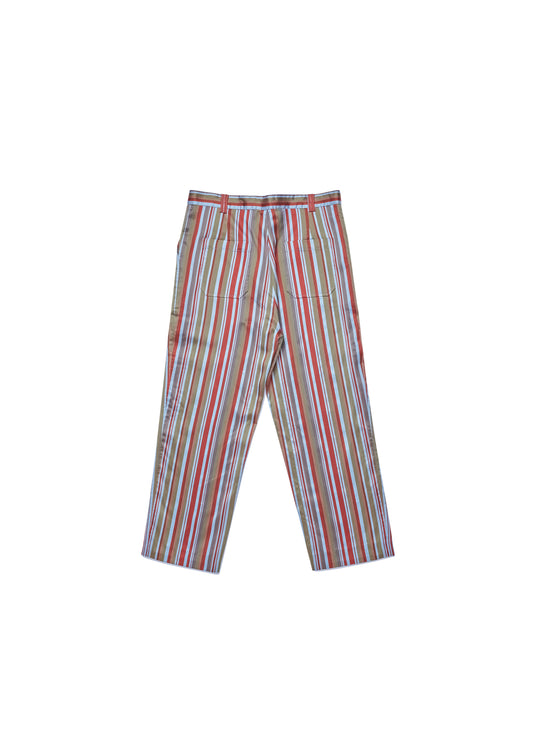 Cotton silk satin striped trousers in mix colours