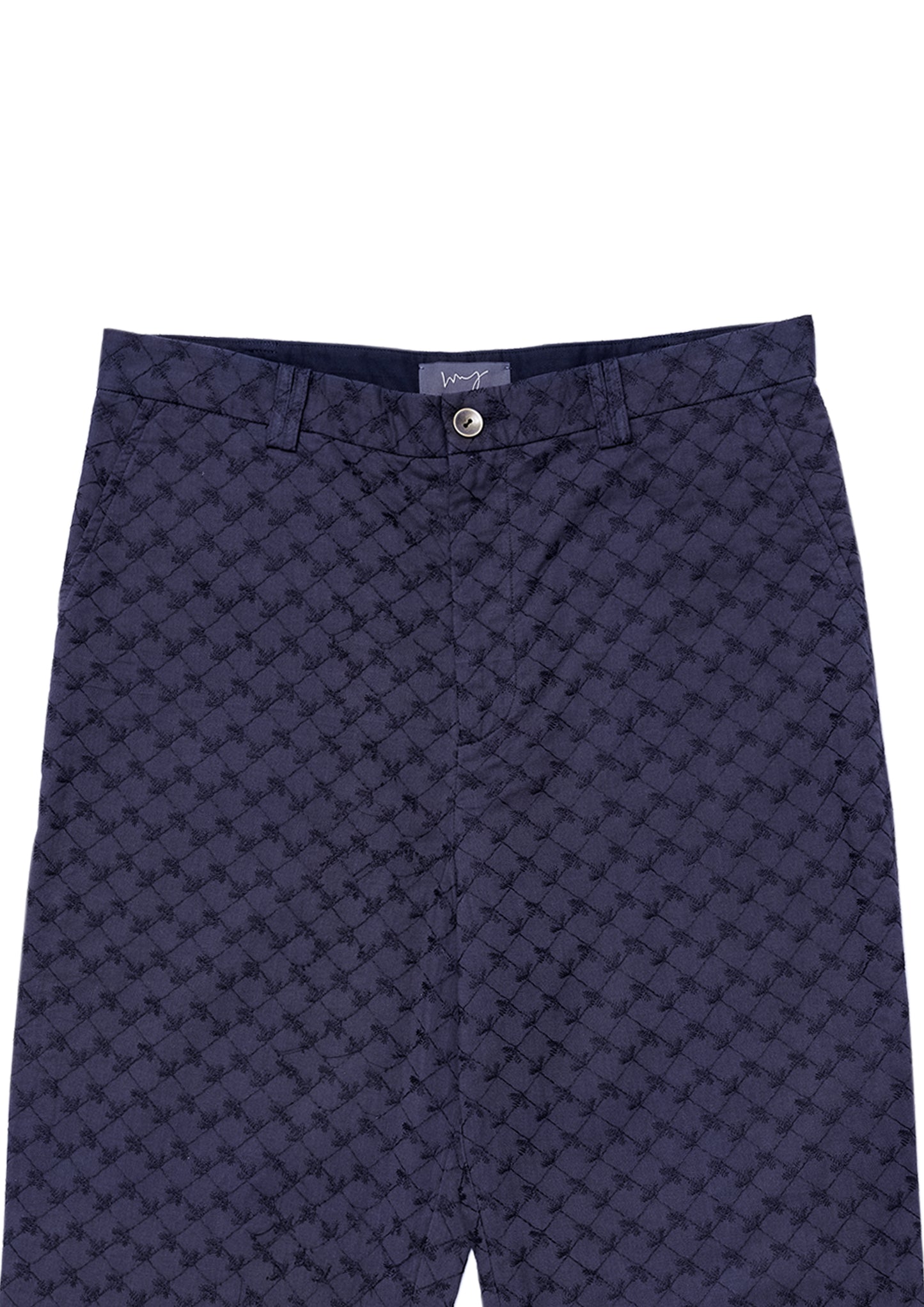 Embroidery pattern trousers in brown cotton (LAST ONE)