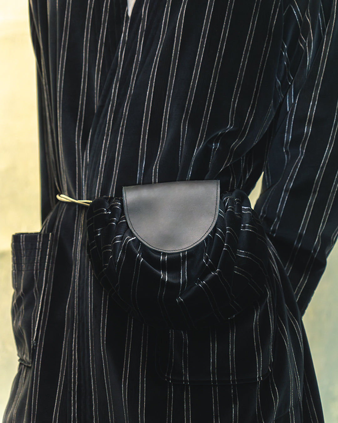 Child bag in black stripes velvet