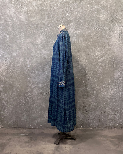 Mandarin long shirt in blue India vintage saree