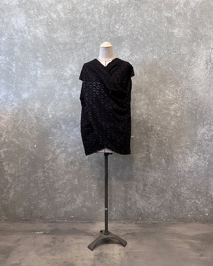 Cross drapery top in black knit