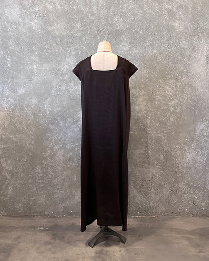 Cross maxi dress in brown stripes