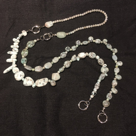 Green lake stones 2 ways phone strap / long necklace / belt / chain