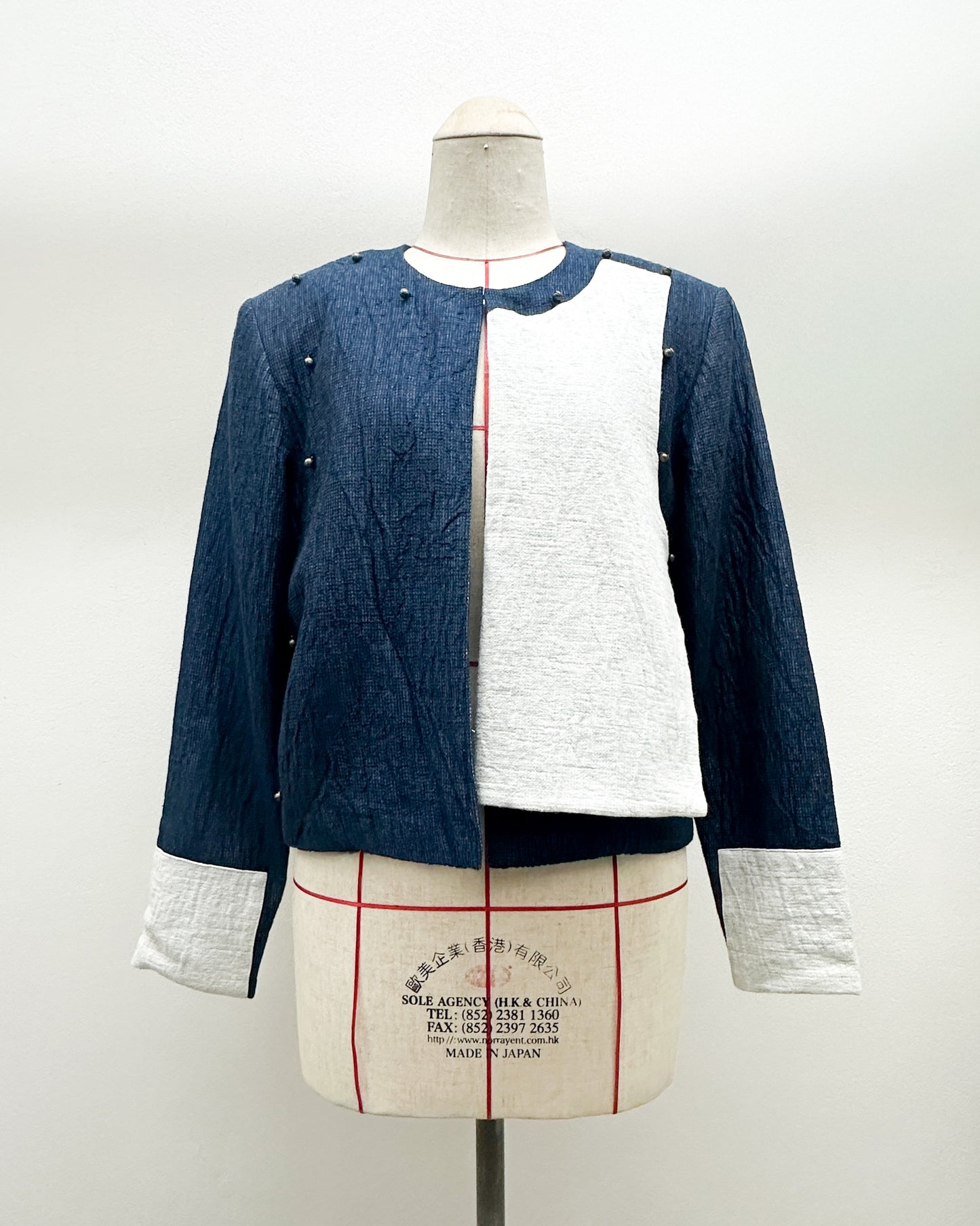 Unisex tribe blazer in navy cotton linen