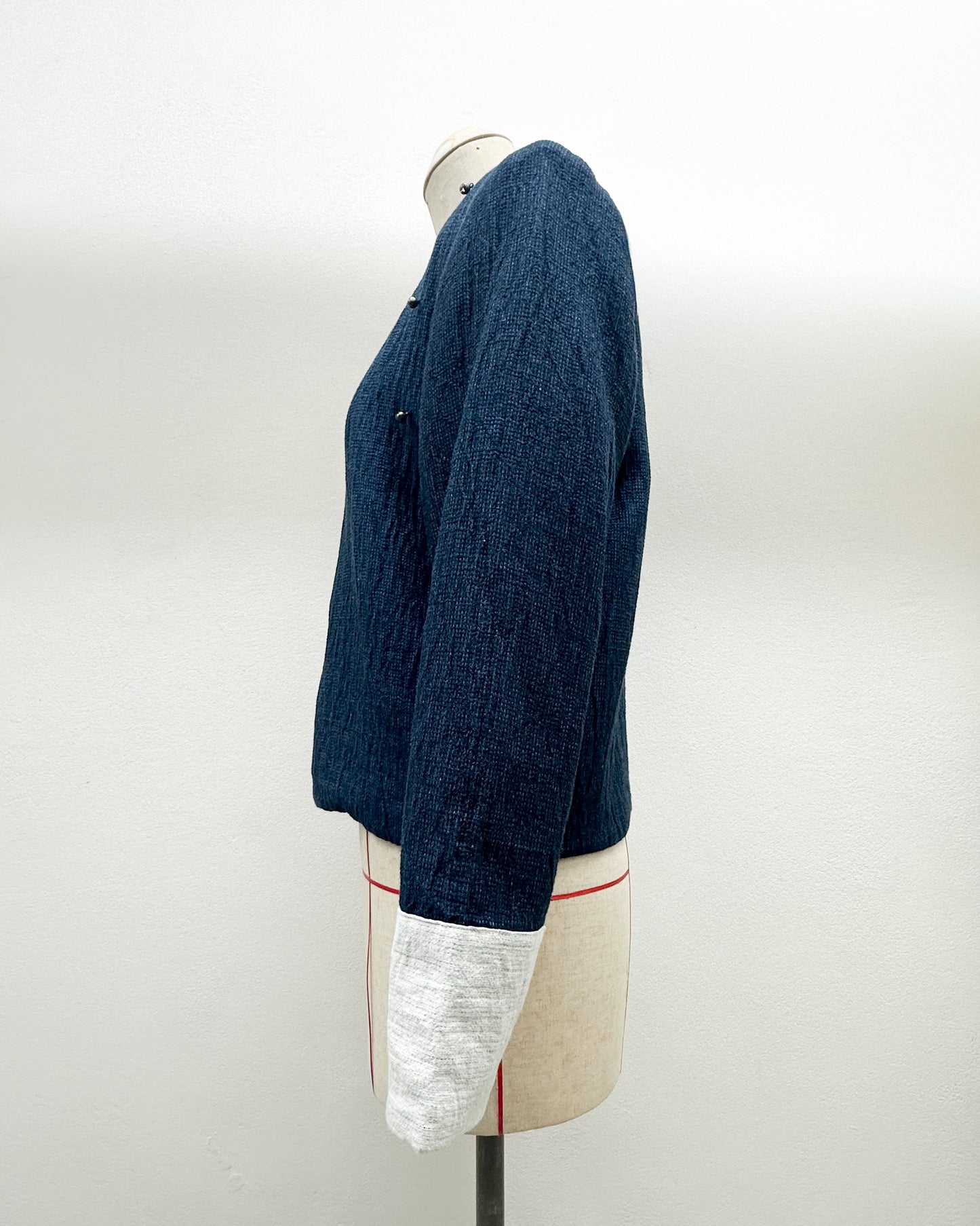Unisex tribe blazer in navy cotton linen