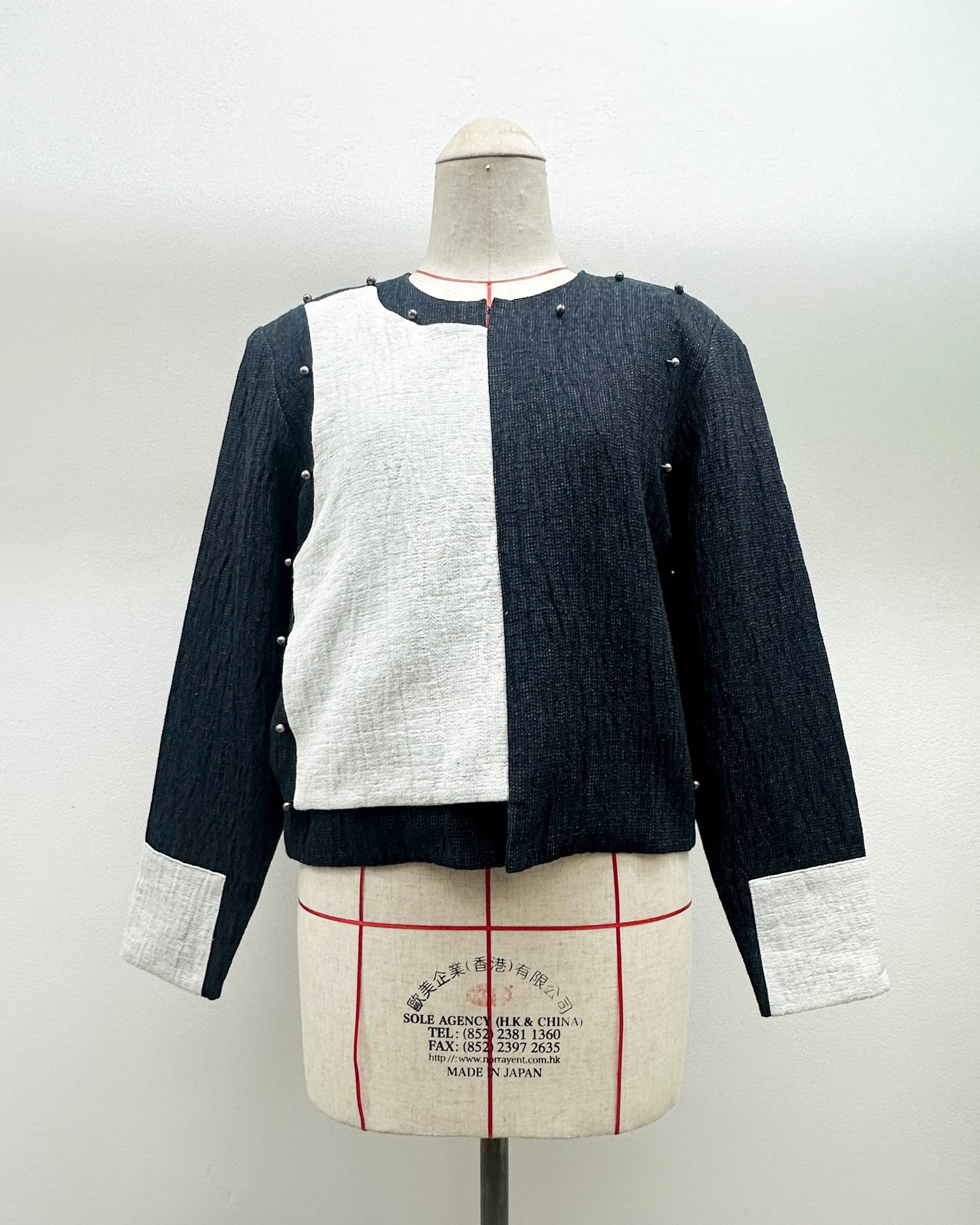 Unisex tribe blazer in black cotton linen