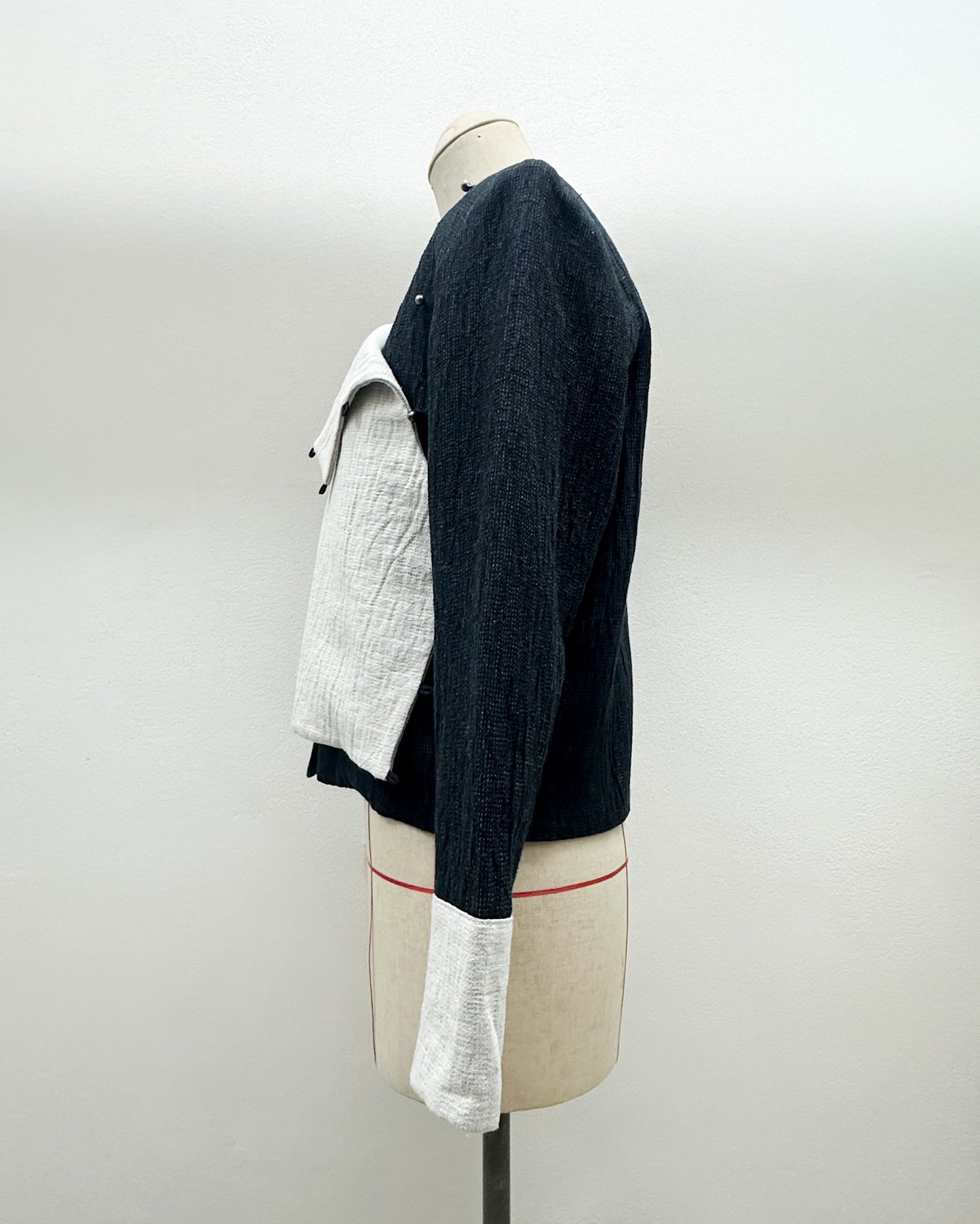 Unisex tribe blazer in black cotton linen