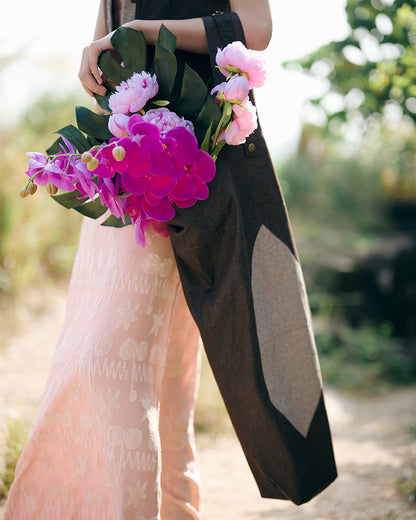 WHY flower bag in brown denim