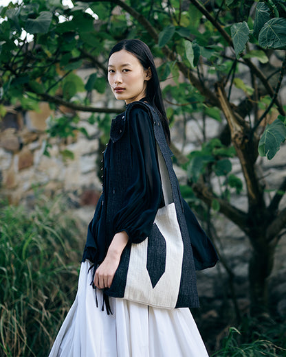 Bubble robe top in black chiffon