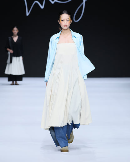 Cross button up shirt in baby blue satin