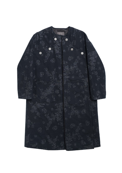 Patient quilted coat in black floral cotton