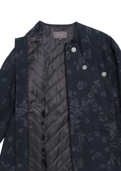 Patient quilted coat in black floral cotton