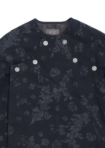 Patient quilted coat in black floral cotton