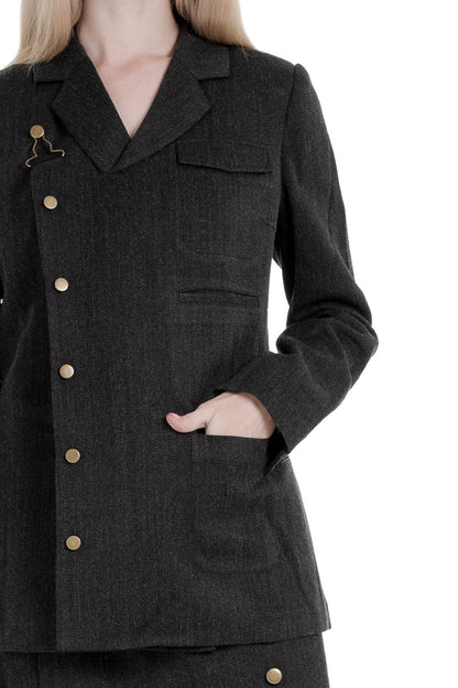 Worker lace-up blazer in charcoal wool