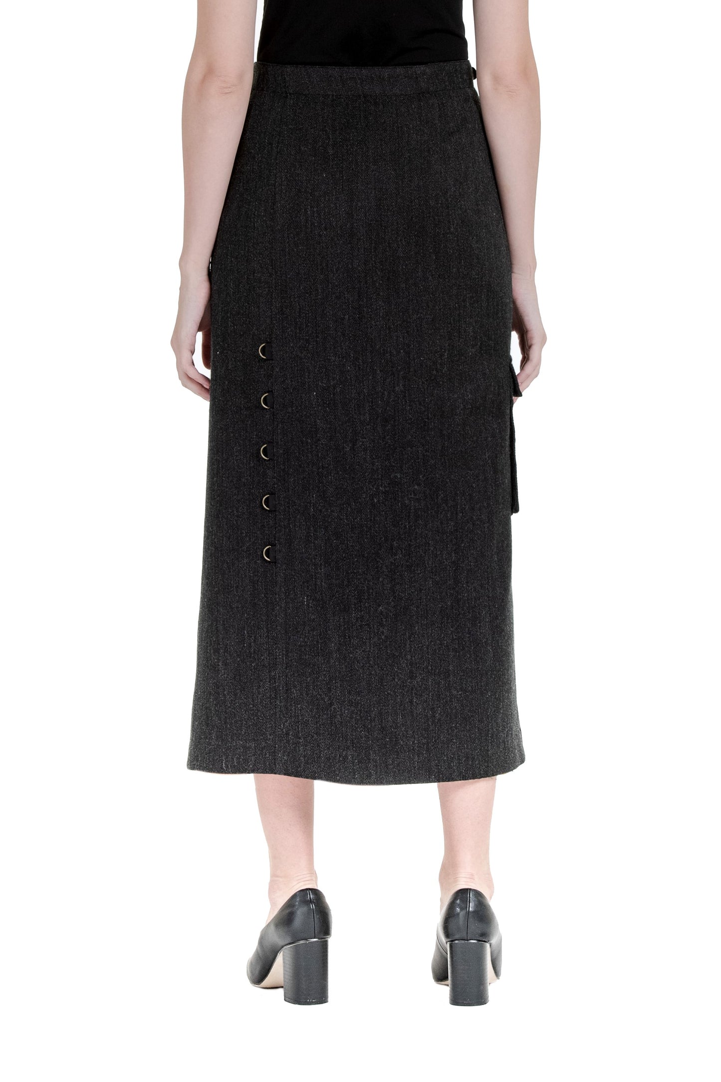 Worker suit skirt in charcoal wool