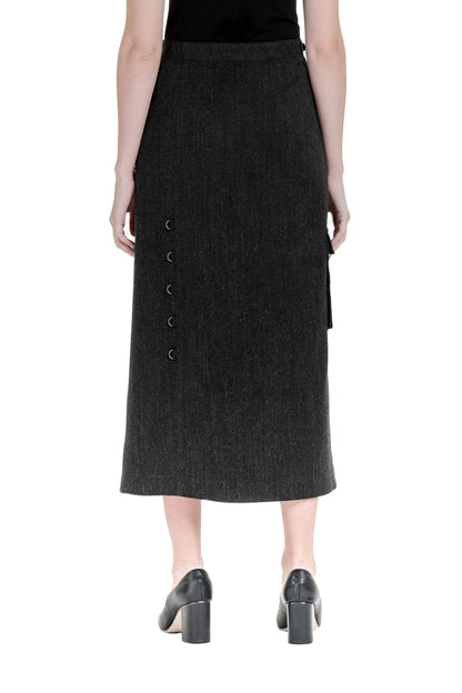 Worker suit skirt in charcoal wool