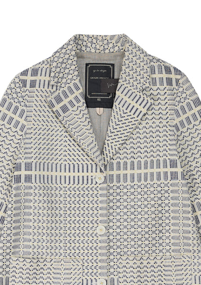 Jacquard remade blazer in white coverlet