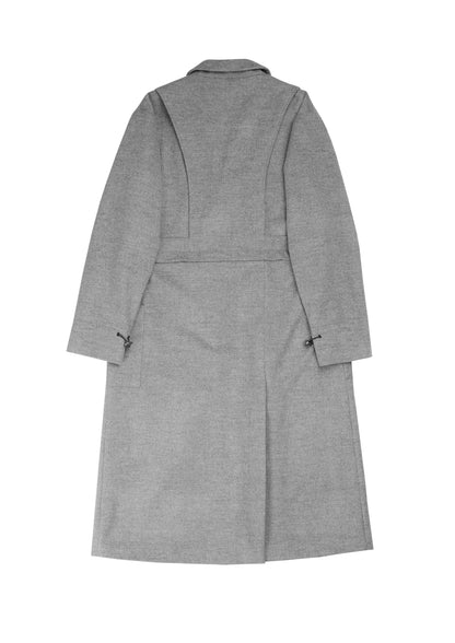 Apron cut 2-way lab coat in grey woolen