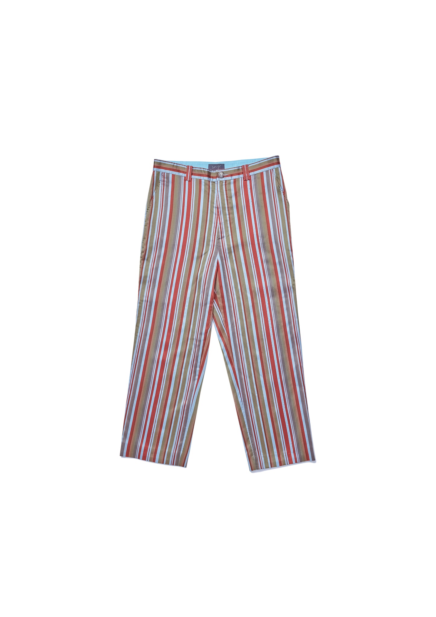 Cotton silk satin striped trousers