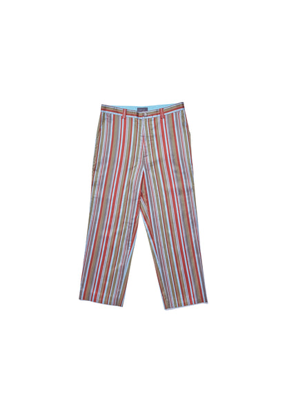 Cotton silk satin striped trousers in mix colours